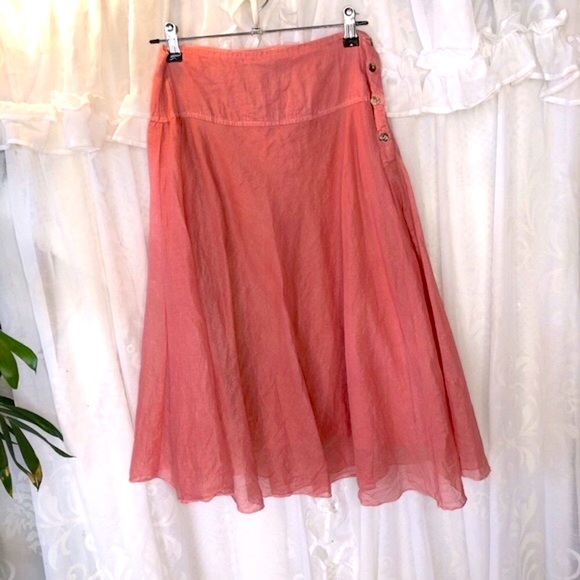 Idle Wild Dresses & Skirts - IDLE WILD size 10 100% raw Silk coral pink flare full skirt